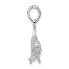 De-Ani Sterling Silver Rhodium-Plated Polished 3D Oxeye Tarpon Fish Pendant
