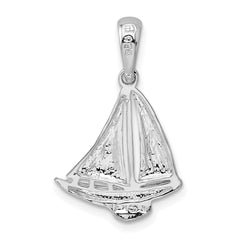De-Ani Sterling Silver Rhodium-Plated Polished Sailboat Pendant