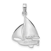 De-Ani Sterling Silver Rhodium-Plated Polished Sailboat Pendant