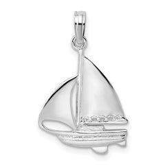 De-Ani Sterling Silver Rhodium-Plated Polished Sailboat Pendant