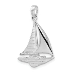 De-Ani Sterling Silver Rhodium-Plated Polished Sailboat Pendant