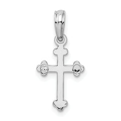 De-Ani Sterling Silver Rhodium-plated Polished Small Budded Cross Pendant