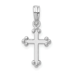 De-Ani Sterling Silver Rhodium-plated Polished Small Budded Cross Pendant