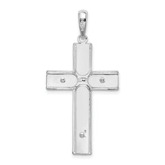 De-Ani Sterling Silver Rhodium-Plated Polished and Satin Crucifix Pendant