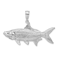 De-Ani Sterling Silver Rhodium-Plated Polished 3D Oxeye Tarpon Fish Pendant