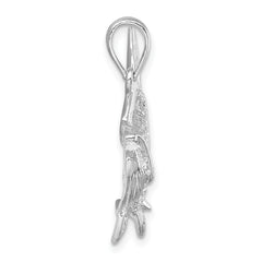 De-Ani Sterling Silver Rhodium-Plated Tarpon Fish with Open Mouth Pendant