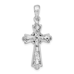 De-Ani Sterling Silver Rhodium-Plated with X-Center Budded Cross Pendant