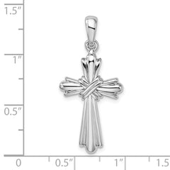 De-Ani Sterling Silver Rhodium-Plated with X-Center Budded Cross Pendant