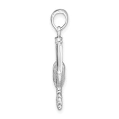 De-Ani Sterling Silver Rhodium-Plated Polished Large 3D Standing Pelican Pendant