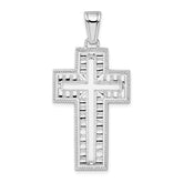 De-Ani Sterling Silver Rhodium-Plated Rope Edge Latin Cross Pendant