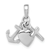 De-Ani Sterling Silver Rhodium-plated Polished 3D Moveable Anchor / Heart / Cross Pendant