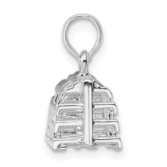 De-Ani Sterling Silver Rhodium-Plated Polished 3D Empty Lobster Trap Pendant