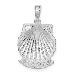 De-Ani Sterling Silver Rhodium-Plated Polished Jamaica Scallop Shell Pendant