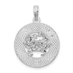De-Ani Sterling Silver Rhodium-Plated Jamaica Round Circle with Crab Pendant