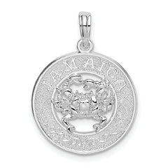 De-Ani Sterling Silver Rhodium-Plated Jamaica Round Circle with Crab Pendant