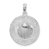 De-Ani Sterling Silver Rhodium-Plated Jamaica Round Circle with Shell Pendant