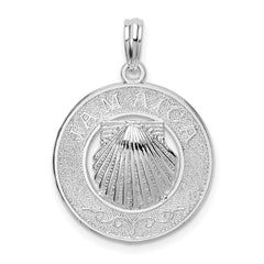 De-Ani Sterling Silver Rhodium-Plated Jamaica Round Circle with Shell Pendant
