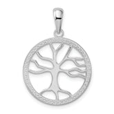 De-Ani Sterling Silver Rhodium-Plated Polished Large Cut-Out Tree of Life Pendant