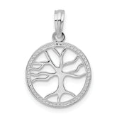 De-Ani Sterling Silver Rhodium-plated Polished Cut-Out Tree of Life Pendant