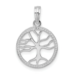 De-Ani Sterling Silver Rhodium-plated Polished Cut-Out Tree of Life Pendant