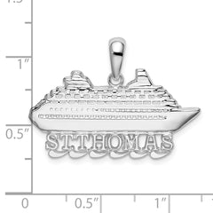 De-Ani Sterling Silver Rhodium-Plated Polished St. Thomas Cruise Ship Pendant