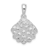 De-Ani Sterling Silver Rhodium-Plated Textured Oyster Shell Pendant