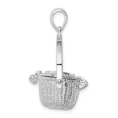 De-Ani Sterling Silver Rhodium-Plated Moveable 3D Nantucket Basket Pendant
