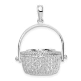 De-Ani Sterling Silver Rhodium-Plated Moveable 3D Nantucket Basket Pendant