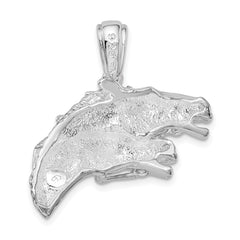 De-Ani Sterling Silver Rhodium-plated Polished Double Horse Head Pendant