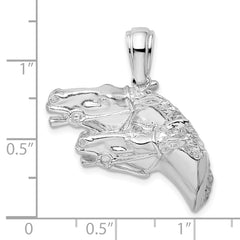 De-Ani Sterling Silver Rhodium-plated Polished Double Horse Head Pendant