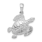 De-Ani Sterling Silver Rhodium-Plated Polished Sea Turtle Pendant
