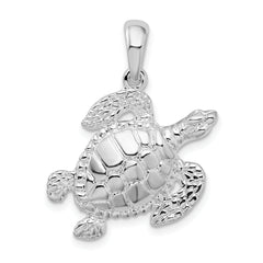 De-Ani Sterling Silver Rhodium-Plated Polished Sea Turtle Pendant
