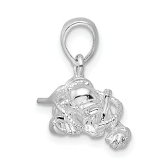 De-Ani Sterling Silver Rhodium-Plated Polished 3D Male Scuba Diver Pendant