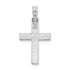 De-Ani Sterling Silver Rhodium-plated All-Over Diamond-Cut Latin Cross Pendant