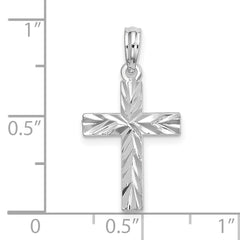 De-Ani Sterling Silver Rhodium-plated All-Over Diamond-Cut Latin Cross Pendant