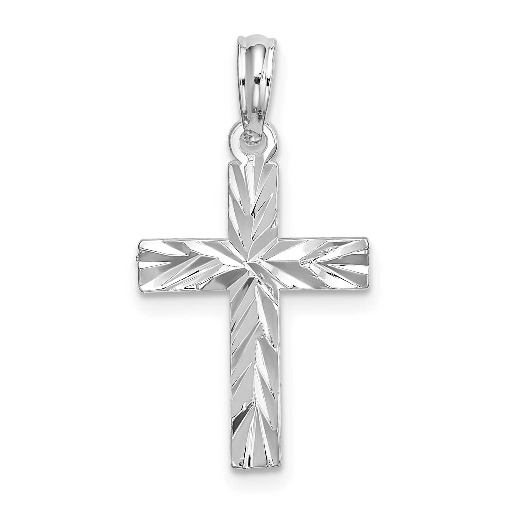 De-Ani Sterling Silver Rhodium-plated All-Over Diamond-Cut Latin Cross Pendant