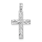De-Ani Sterling Silver Rhodium-plated All-Over Diamond-Cut Latin Cross Pendant