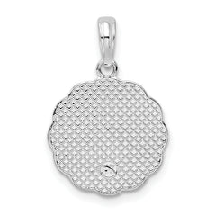 De-Ani Sterling Silver Rhodium-Plated Scalloped Holy Communion Pendant