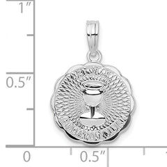 De-Ani Sterling Silver Rhodium-Plated Scalloped Holy Communion Pendant