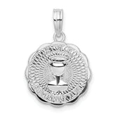 De-Ani Sterling Silver Rhodium-Plated Scalloped Holy Communion Pendant