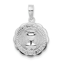 De-Ani Sterling Silver Rhodium-Plated Scalloped Holy Communion Pendant