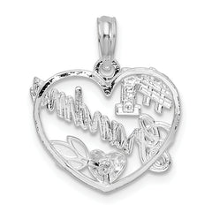 De-Ani Sterling Silver Rhodium-plated #1 Grandma in Heart Pendant