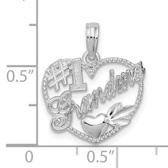 De-Ani Sterling Silver Rhodium-plated #1 Grandma in Heart Pendant