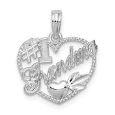 De-Ani Sterling Silver Rhodium-plated #1 Grandma in Heart Pendant