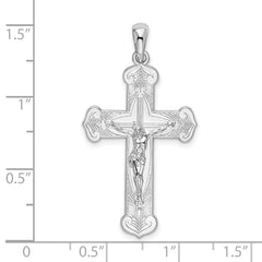 De-Ani Sterling Silver Rhodium-Plated Polished Budded Crucifix Pendant