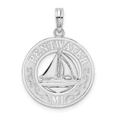 De-Ani Sterling Silver Rhodium-Plated Pentwater Michigan Circle with Sailboat Pendant