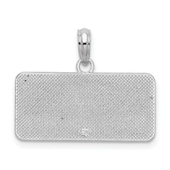 De-Ani Sterling Silver Rhodium-Plated OBX North Carolina License Plate Pendant