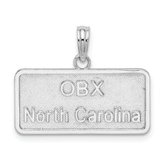 De-Ani Sterling Silver Rhodium-Plated OBX North Carolina License Plate Pendant