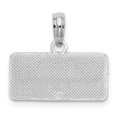 De-Ani Sterling Silver Rhodium-Plated OBX North Carolina License Plate Pendant