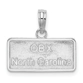 De-Ani Sterling Silver Rhodium-Plated OBX North Carolina License Plate Pendant